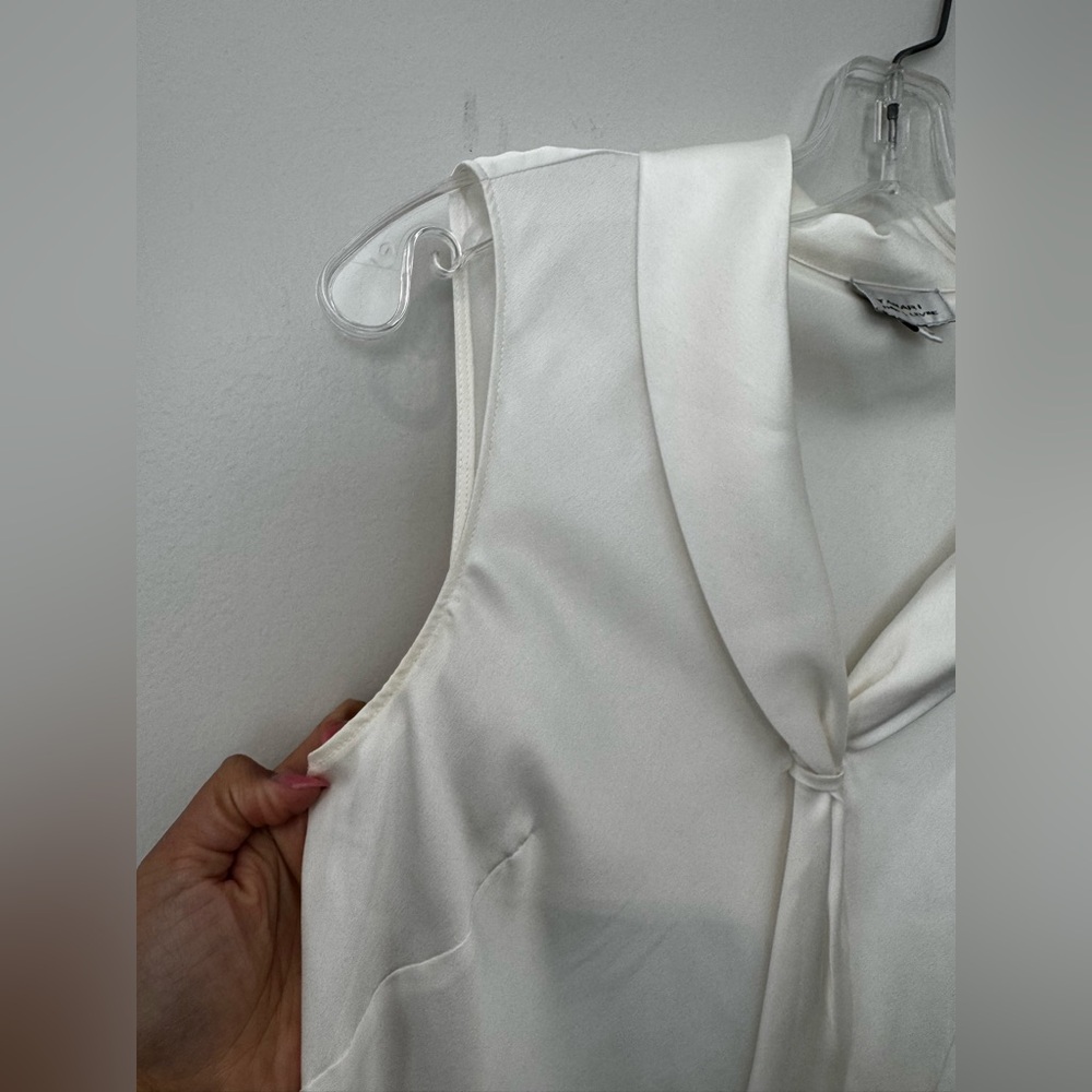 Tahari Arthur S. Levine Sailor Tie Sleeveless Blouse Off White– Size Small - Picture 4 of 6